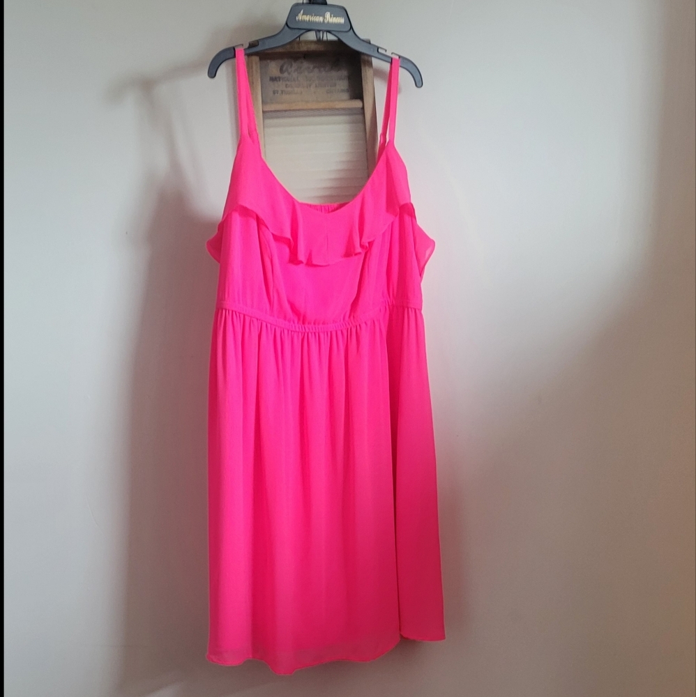 Sz 3 torrid hot pink chiffon dress